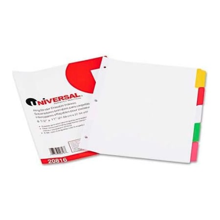 Universal Write-On/Erasable Indexes, Five Multicolor Tabs, Letter, White, 5/Set UNV20816***